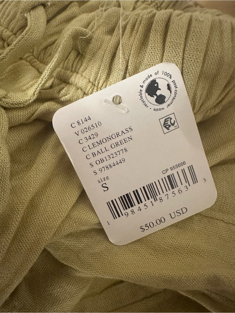 Relaxed Drawstring Wide-Leg Pants in lemongrass - Picture 4 of 4